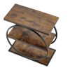 End Table, 3-Tier Narrow Side Table with Open Storage Shelves, Modern Nightstand Bedside Desk with Round Metal Frame