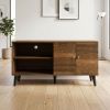 Amidon TV Stand for TVs up to 47.3", with 2 Storage Shelves& 1 Cabinet, Modern Entertainment Centre for TV in Living Room in Brown