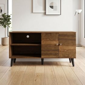 Amidon TV Stand for TVs up to 47.3", with 2 Storage Shelves& 1 Cabinet, Modern Entertainment Centre for TV in Living Room in Brown