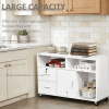 White Mobile Printer Stand with Drawer Home Office Organizer Cabinet on Caster Wheels 2 Locking Brakes for Desktop