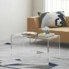 32' Acrylic Coffee Table 0.6' Thick Rectangle Waterfall Center Table for Living Room Modern No Assembly Required Clear