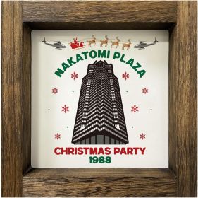 Homythe Die Hard Christmas Decorations, Funny Christmas Wooden Signs with Frame for Home Bathroom Wall Table Tiered Tray Decor, Die Hard Merch Gifts