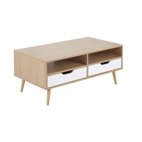 Contemporary Coffee Table in Natural and White Wood