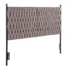 Queen Size Headboard in Black Metal and Grey Fabric