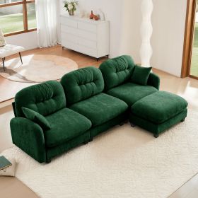 Modular Sectional L Shaped Couch With Ottoman,Premium Chenille Fabric,Quilted Pleated Design,Ergonomic Design Easy Install,Fits Bedrooms