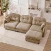 Modular Sectional L Shaped Couch With Ottoman, Premium Chenille Fabric,Quilted Pleated Design,Ergonomic Design Easy Install,Fits Bedrooms