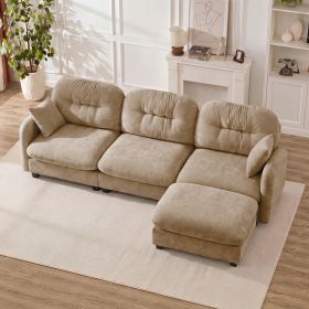 Modular Sectional L Shaped Couch With Ottoman, Premium Chenille Fabric,Quilted Pleated Design,Ergonomic Design Easy Install,Fits Bedrooms