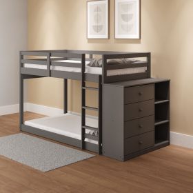 Gaston Gray Finish Twin/Twin Bunk Bed W/4 Drawers & 3 Compartments
