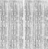 2 Pack Foil Curtain Backdrop Silver Metallic Tinsel Foil Fringe Curtains Photo Booth Props for Birthday Wedding Engagement Baby Shower Bachelorette Ch