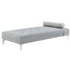 Melange Velvet Upholstered Sofa Bed with Pillow, Grey