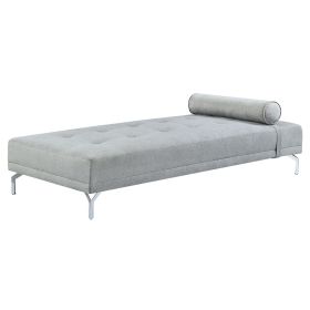 Melange Velvet Upholstered Sofa Bed with Pillow, Grey