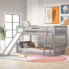 Twin over Twin Bunk Bed with Convertible Slide and Ladder, Gray (Old SKU: SM000213)