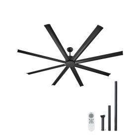 84 In Ceiling Fan without Light, 6-Speed Remote Control, Aluminum 8-Blade, Reversible DC Motor, Modern Low Profile Flush Mount Exterior Fan for Bedroo