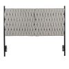 Queen Size Headboard in Black Metal and Cream Fabric
