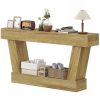 63 Inch Vintage Console Table, Narrow Entryway Table with Open Shelf for Living Room, Oak