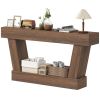 63 Inch Vintage Console Table, Narrow Entryway Table with Open Shelf for Living Room, Brown