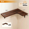 Corner Floating Shelves Set of 5, Rustic Wood Wall Shelves with Triangle Brackets, L-Shaped Corner Shelf for Bedroom Living Room Bathroom