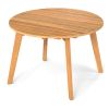 Round Outdoor Acacia Wood Side Table with Slatted Tabletop