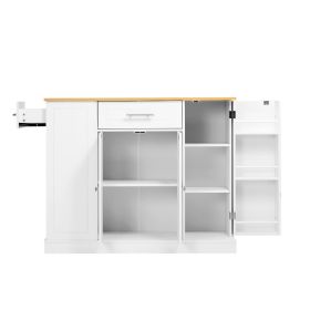 Kitchen Island Cart with Storage, 42.36 in Wide Island Table for Kitchen, with 2 Drawers, Storage Cabinet, Table for Home Dining Room, White