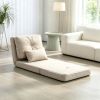 Beige Convertible Floor Sofa Bed No Assembly Required Folding Upholstered Couch, Adjustable Backrest Floor Chair