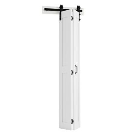 Bifold Barn Door, 24" x 84", MDF Bi-Fold Sliding Closet Doors, Hardware Kit Included, H-Frame Space-Saving Design, Need to Assemble, for Bedroom
