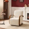 Cream Upholstered 360Ã‚Â° Swivel Accent Chair Ã¢â‚¬â€œ Solid Wood Curved Arms, Mid-Century Modern Design, Ergonomic Comfort for Living Room