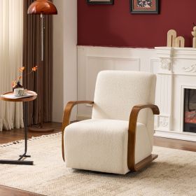 Cream Upholstered 360Ã‚Â° Swivel Accent Chair Ã¢â‚¬â€œ Solid Wood Curved Arms, Mid-Century Modern Design, Ergonomic Comfort for Living Room