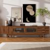 78inch TV Stand for TVs Up to 85", Modern TV Cabinet with Fluted Glass Doors & 2 Drawers, for Living Room, Entertainment Center with Cable Management