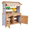 Mud Kitchen, Outdoor Mud Kitchen for Kids, Wood Outdoor Play Kitchens with Spoons, Sink, Tank, Sunshade Canopy, Shovels, Cookware Pots and Accessories