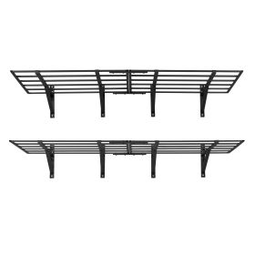 2-Tier Heavy Duty Wall Garage Shelving, 4 Pack 2 x 3 ft Steel Wall Mounted Shelving Unit