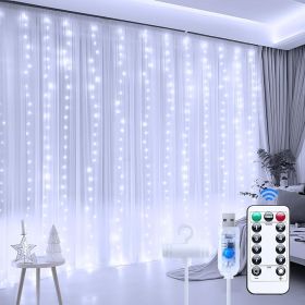 Curtain Lights300 LED Dimmable Fairy Lights with Remote and Timer, 8 Modes, USB Powered String Lights for Room Wall Party Xmas Indoor Decor