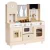 Play Kitchen for Kids, Wooden, Kids Kitchen Playset with Realistic Lights & Sounds, Food & Cookware, Modern Style Pretend Play Toy Set, Ice Maker