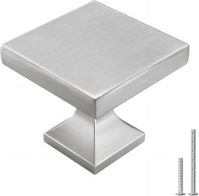 25 Pack Brushed Nickel Cabinet Knobs Silver Square Dresser Drawer Knobs Zinc Alloy Kitchen Cabinet Hardware