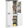 72" Tall Kitchen Pantry Cabinet, Farmhouse Storage Cabinet with 8 Door Racks and Adjustable Shelves, White