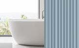 Stone Blue Shower Curtain Liner 72x72, PEVA Waterproof Bath Curtain, No Chemical Smell, 3 Weighted Magnets, Durable with Rustproof Metal Grommets