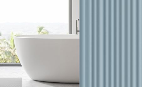 Stone Blue Shower Curtain Liner 72x72, PEVA Waterproof Bath Curtain, No Chemical Smell, 3 Weighted Magnets, Durable with Rustproof Metal Grommets
