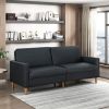 Comfort Sleeper Sofa Black Faux Leather Upholstery Modern Furniture Durable Plywood Frame Elegant Lounger 1pc