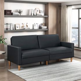 Comfort Sleeper Sofa Black Faux Leather Upholstery Modern Furniture Durable Plywood Frame Elegant Lounger 1pc