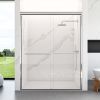 56"-60"W*72" H Semi-Frameless Double Sliding Shower Door, Bypass Shower Door, 1/4" (6mm) Thick SGCC Tempered Glass Door, Chrome