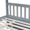 Full Over Full Rubber Wood Bunk Bed with Trundle, Ladder and Guardrails, Convertible to 2 Full Size Beds, with Twin Size Trundle