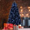 5ft Black Christmas Tree with 250 White LED Lights, 1076 Tips PE+PVC Artificial Tree for Halloween & Holiday Decor