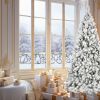 4FT Flocked Christmas Tree with 350 Tips Ã¢â‚¬â€œ Snowy PVC & Hard Needle Branches, Hinged Structure for Easy Setup