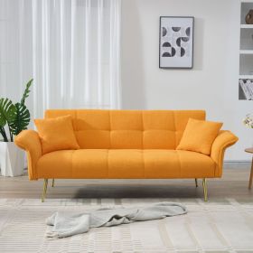 70-inch teddy fleece sofabed, convertible futon sofabed with adjustable arms and backrest, modern love sofa for living room and bedroom.