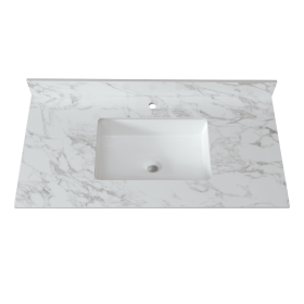 43"x22"Bathroom Vanity Top,sintered stone carra white Barthroom Vanity Sink Tops with Rectangular Undermount Ceramic Sink with Vanity Backsplash