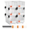 Plastic Stackable Storage Bins, 14.8 x 8.5 x 7.1 inch (6 Pack), Plastic Containers for Organizing & Storage Bins for Closet, Garage, Small Parts