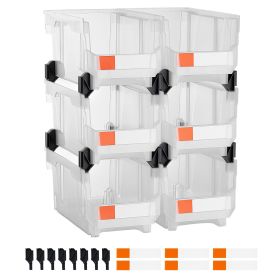 Plastic Stackable Storage Bins, 14.8 x 8.5 x 7.1 inch (6 Pack), Plastic Containers for Organizing & Storage Bins for Closet, Garage, Small Parts