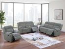 Sofa Loveseat w Console And Recliner Chair Smoke Fur Like Corduroy 3pc Motion Sofa Set Living Room