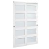Sliding Closet Door, 48" (Double 25") x 80", 5-Lite Frosted Glass Bypass Sliding Doors with Hardware Kit & Floor Guide