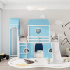 Twin Size Loft Bed with Slide Pink Tent and Tower - Blue (OLD SKU:WF532001AAC)