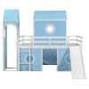 Twin Size Loft Bed with Slide Pink Tent and Tower - Blue (OLD SKU:WF532001AAC)